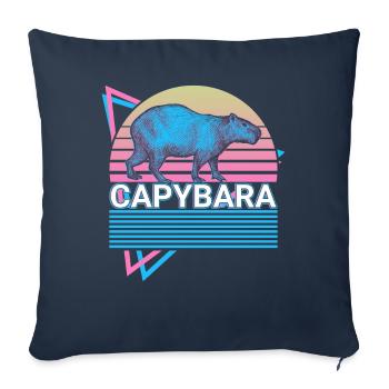 Capybara Retro Cadeau - Housse de coussin décorative 45 x 45 cm - bleu marine - Devant