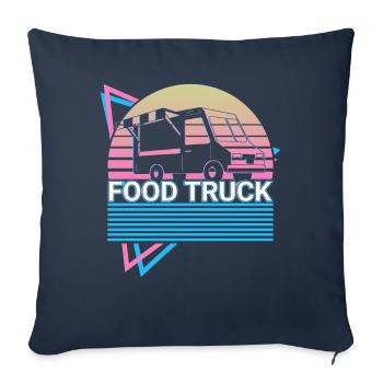 Food Truck Retro Cadeau - Housse de coussin décorative 45 x 45 cm - bleu marine - Devant