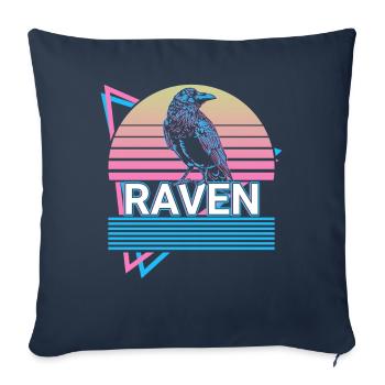 Raven Crow Retro Gift - Sofa pillowcase 17,3'' x 17,3'' (45 x 45 cm) - navy - Front