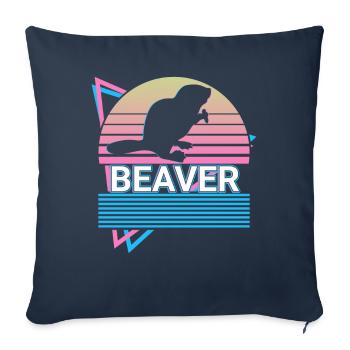 Beaver Retro Gift - Sofa pillowcase 17,3'' x 17,3'' (45 x 45 cm) - navy - Front