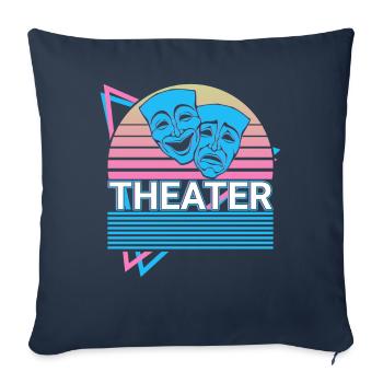Masque de théâtre Drame Comédie Tragédie Masque de théâtre - Housse de coussin décorative 45 x 45 cm - bleu marine - Devant