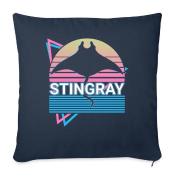 Stingray Manta Rays Retro Cadeau - Housse de coussin décorative 45 x 45 cm - bleu marine - Devant