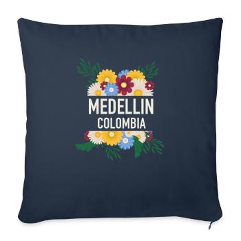 Medellin Colombia Flowers Festival Fleurs colorées - Housse de coussin décorative 45 x 45 cm - bleu marine - Devant
