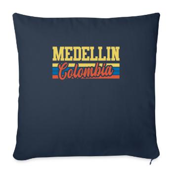 Vintage Medellin Retro Colombie Amérique du Sud - Housse de coussin décorative 45 x 45 cm - bleu marine - Devant