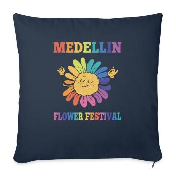 Festival des fleurs de Medellin Tournesol coloré - Housse de coussin décorative 45 x 45 cm - bleu marine - Devant