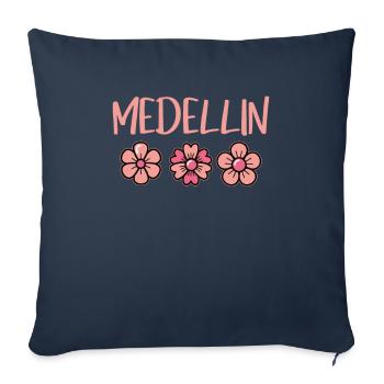 Festival des fleurs de Medellin Colombie Tournesols - Housse de coussin décorative 45 x 45 cm - bleu marine - Devant
