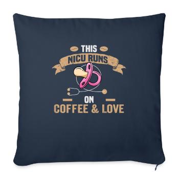 This NICU runs on coffe & Love Nurse - Sofa pillowcase 17,3'' x 17,3'' (45 x 45 cm) - navy - Front