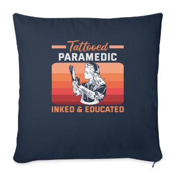Ambulancier paramédical tatoué Encré et éduqué Sanitäter - Housse de coussin décorative 45 x 45 cm - bleu marine - Devant