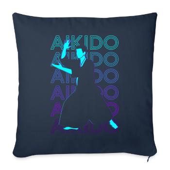 Aikido Arts Martiaux Japonais Rétro Cadeau - Housse de coussin décorative 45 x 45 cm - bleu marine - Devant