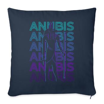 Anubis Dieu égyptien Egypte ancienne Retro Gesche - Housse de coussin décorative 45 x 45 cm - bleu marine - Devant