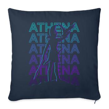 Athéna Athéna Déesse antique Mythologie grecque - Housse de coussin décorative 45 x 45 cm - bleu marine - Devant