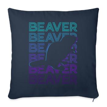 Cadeau rétro Castor - Housse de coussin décorative 45 x 45 cm - bleu marine - Devant