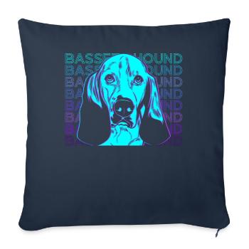 Bassett Hound Retro Cadeau - Housse de coussin décorative 45 x 45 cm - bleu marine - Devant