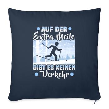 Skieurs de fond Extra mile biathlon skieurs de fond - Housse de coussin décorative 45 x 45 cm - bleu marine - Devant