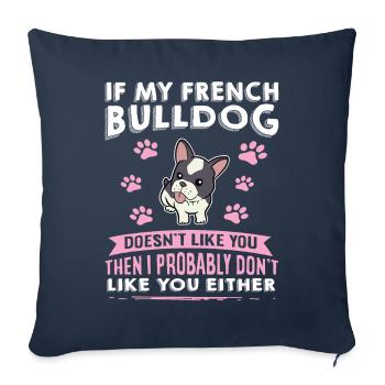 Chiens Français Bulldog Amateurs de chiens - Housse de coussin décorative 45 x 45 cm - bleu marine - Devant