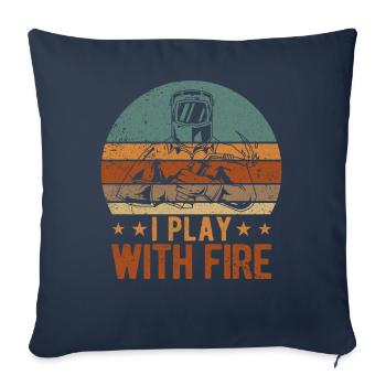 Funny Welder Welding Retro Gift - Sofa pillowcase 17,3'' x 17,3'' (45 x 45 cm) - navy - Front