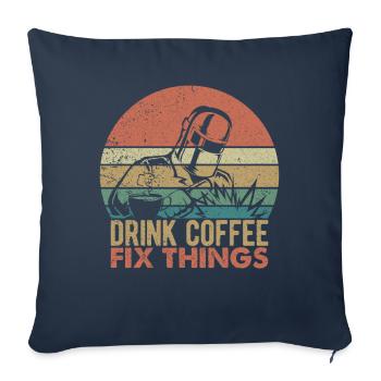 Funny Welder Coffee Welding Retro Gift - Sofa pillowcase 17,3'' x 17,3'' (45 x 45 cm) - navy - Front