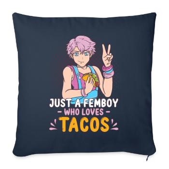 Cadeau Femboy - Housse de coussin décorative 45 x 45 cm - bleu marine - Devant