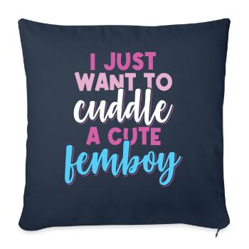 Cadeau Femboy - Housse de coussin décorative 45 x 45 cm - bleu marine - Devant