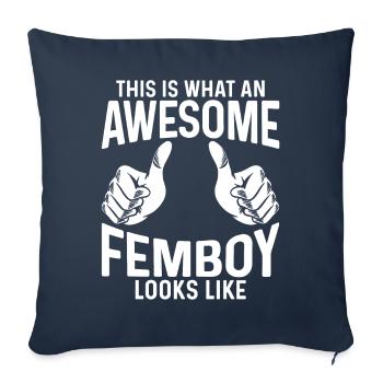 Cadeau Femboy - Housse de coussin décorative 45 x 45 cm - bleu marine - Devant