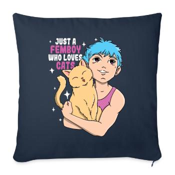 Cadeau Femboy - Housse de coussin décorative 45 x 45 cm - bleu marine - Devant
