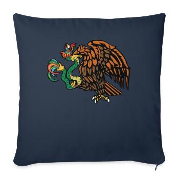 Quetzalcoatl Aztèque Serpent à plumes Aigle - Housse de coussin décorative 45 x 45 cm - bleu marine - Devant