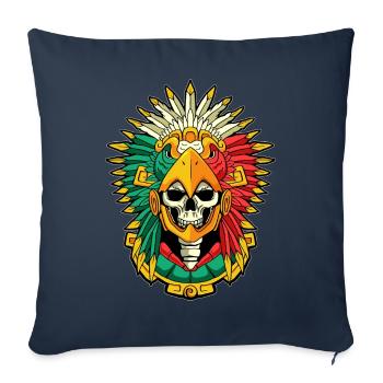 Aztec Eagle Warrior Mayan Skull Inca - Sofa pillowcase 17,3'' x 17,3'' (45 x 45 cm) - navy - Front