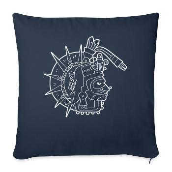 Tonatiuh Aztèque Dieu Soleil Dieu Maya Inca Toltèques - Housse de coussin décorative 45 x 45 cm - bleu marine - Devant