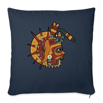 Tonatiuh Aztèque Dieu Soleil Dieu Maya Inca Toltèques - Housse de coussin décorative 45 x 45 cm - bleu marine - Devant
