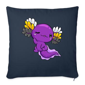 Drapeau non binaire Drapeau non binaire Kawaii Axolo - Housse de coussin décorative 45 x 45 cm - bleu marine - Devant