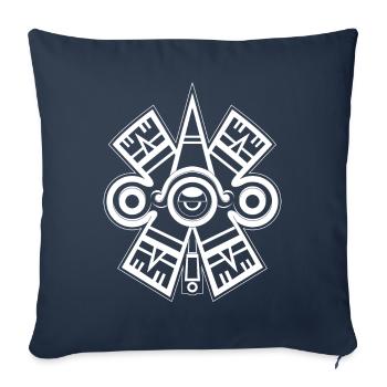 Ollin Xolotl Symbole aztèque Maya Inca Toltec - Housse de coussin décorative 45 x 45 cm - bleu marine - Devant
