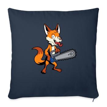 Monster Animals - Renard tronçonneuse - Housse de coussin décorative 45 x 45 cm - bleu marine - Devant