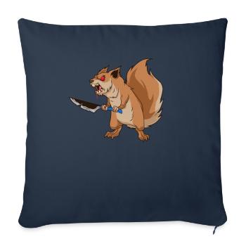 Monster Animals - Écureuil couteau d’horreur - Housse de coussin décorative 45 x 45 cm - bleu marine - Devant