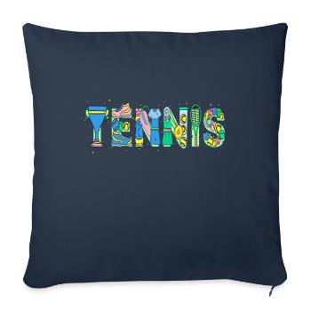 Raquette de tennis Joueur de tennis - Housse de coussin décorative 45 x 45 cm - bleu marine - Devant