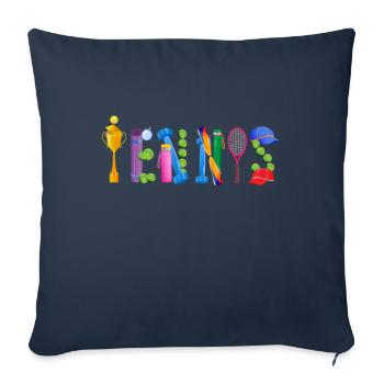 Raquette de tennis Joueur de tennis - Housse de coussin décorative 45 x 45 cm - bleu marine - Devant