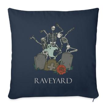 Drôle de squelette Raving Rave Heavy Metal Goth - Housse de coussin décorative 45 x 45 cm - bleu marine - Devant
