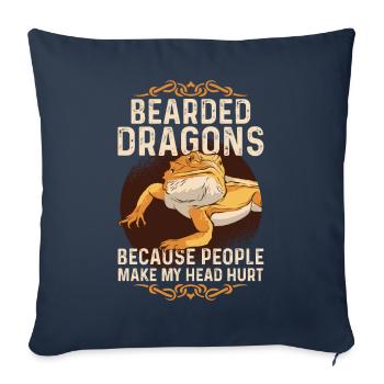 Drôle de dragon barbu - Housse de coussin décorative 45 x 45 cm - bleu marine - Devant