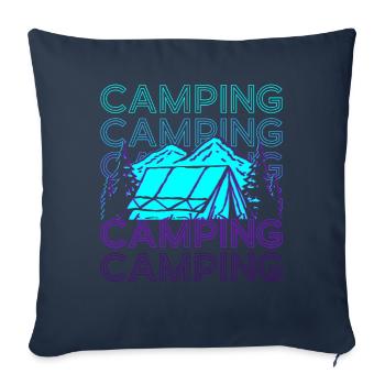 Camping Camping Camping Camp Retro Cadeau - Housse de coussin décorative 45 x 45 cm - bleu marine - Devant
