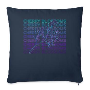 Fleur de cerisier japonais Sakura Blossom Retro Geschen - Housse de coussin décorative 45 x 45 cm - bleu marine - Devant