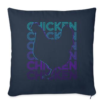 Poulet Rétro Cadeau - Housse de coussin décorative 45 x 45 cm - bleu marine - Devant