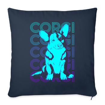 Corgi Retro Cadeau - Housse de coussin décorative 45 x 45 cm - bleu marine - Devant