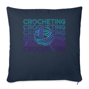 Crochet Crochet Crochet Cadeau Rétro - Housse de coussin décorative 45 x 45 cm - bleu marine - Devant