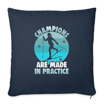 Skieurs de fond biathlon de fond - Housse de coussin décorative 45 x 45 cm - bleu marine - Devant