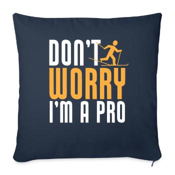 Skieurs de fond biathlon de fond - Housse de coussin décorative 45 x 45 cm - bleu marine - Devant