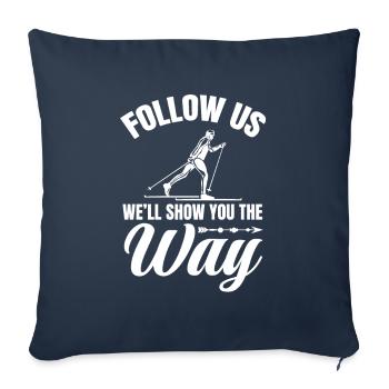 Skieurs de fond biathlon de fond - Housse de coussin décorative 45 x 45 cm - bleu marine - Devant