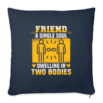Cadeau d’amitié pour bon ami - Housse de coussin décorative 45 x 45 cm - bleu marine - Devant