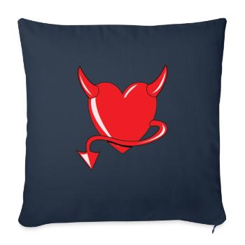 Rotes Herz - Devil Heart - Teufelsherz - Geschenk - Sofakissenbezug 45 x 45 cm - Navy - Vorne