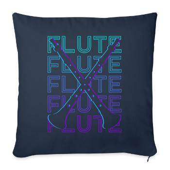 Flûte Flûtiste Retro Cadeau - Housse de coussin décorative 45 x 45 cm - bleu marine - Devant