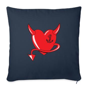 Rotes Herz - Devil Heart - Teufelsherz - Geschenk - Sofakissenbezug 45 x 45 cm - Navy - Vorne
