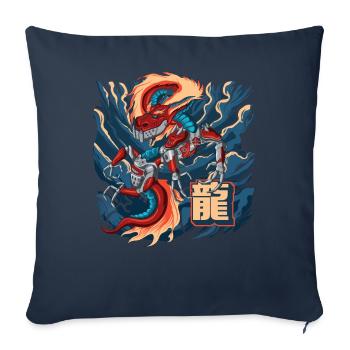 Cyborg Dragon Japanese Cyber-Punk Cyber-Aesthetic - Sofa pillowcase 17,3'' x 17,3'' (45 x 45 cm) - navy - Front